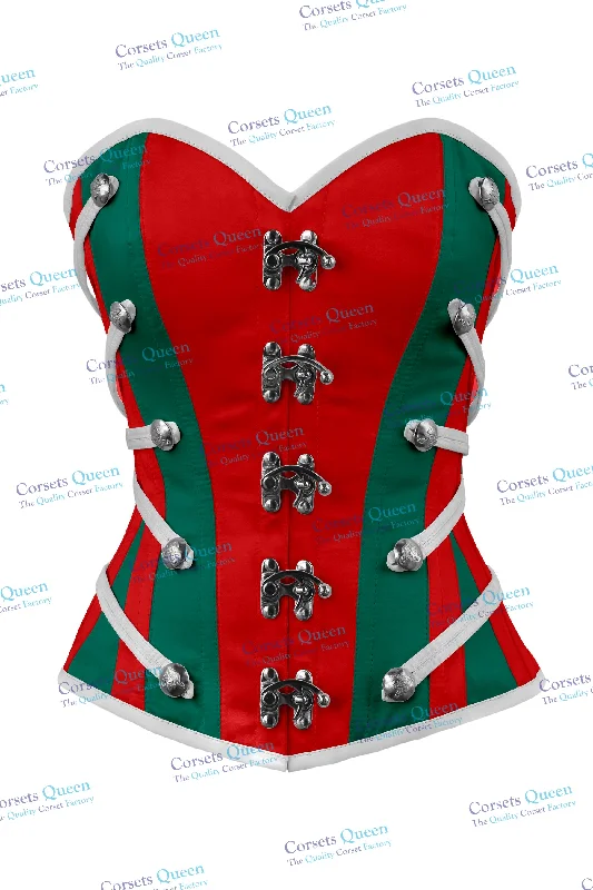 Striped corsets for a preppy and nautical vibePitmish Steel Boned Christmas Special Corset