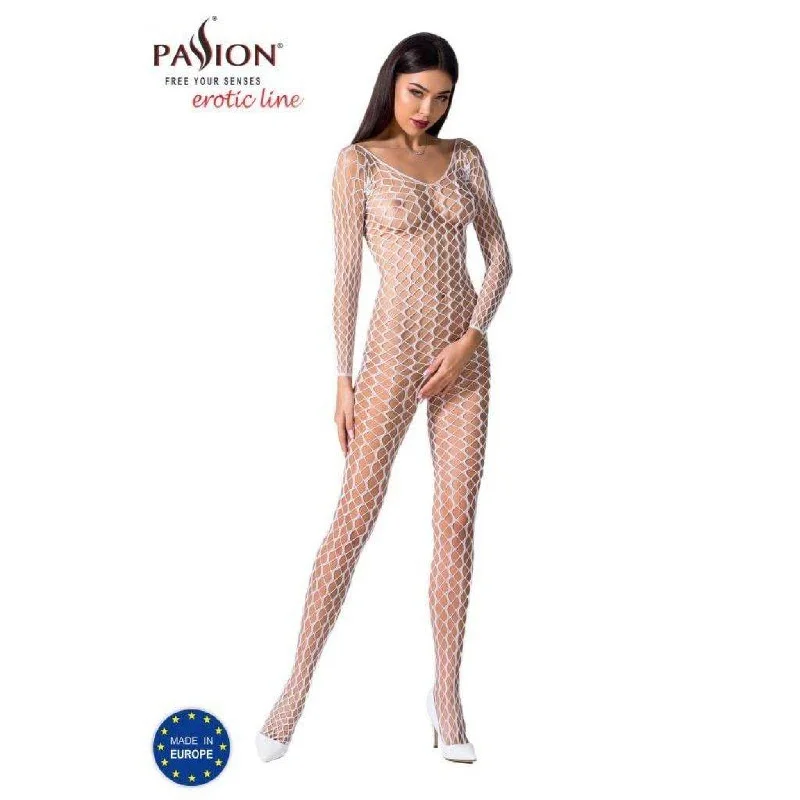 Knee - high stockings with a decorative bowBodystocking BS068 White