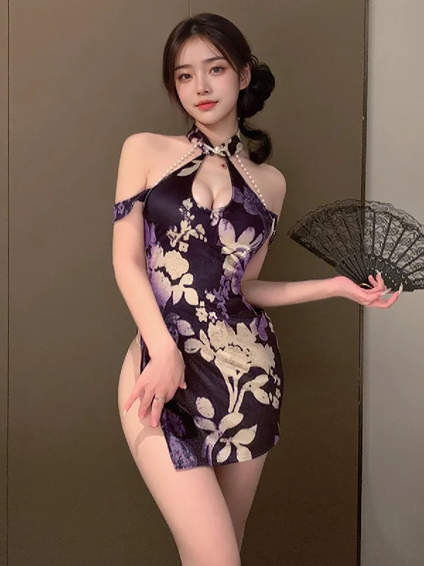 Velvet sexy dresses for a plush and warm lookDraping Pearl Chinese Lingerie Dress