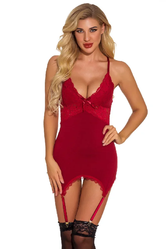 women lounge dress with a smocked bodice for comfortGa Ga Gorgeous Garter Chemise