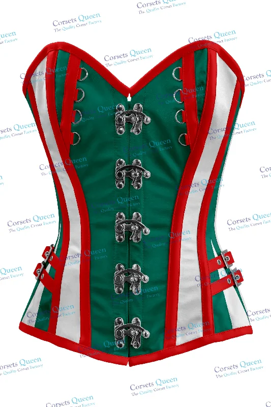 Vintage - style women's bustiers with lace and bowsBliskey Steel Boned Overbust Christmas Special Corset