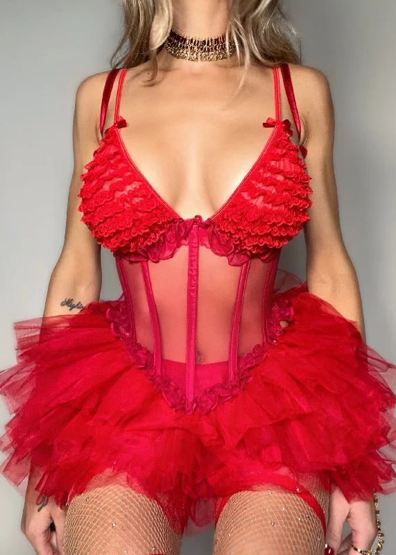 Scarlet Nymph Cosplay Bustier & Petticoat Tutu Costume Set – Vintage & USA Made