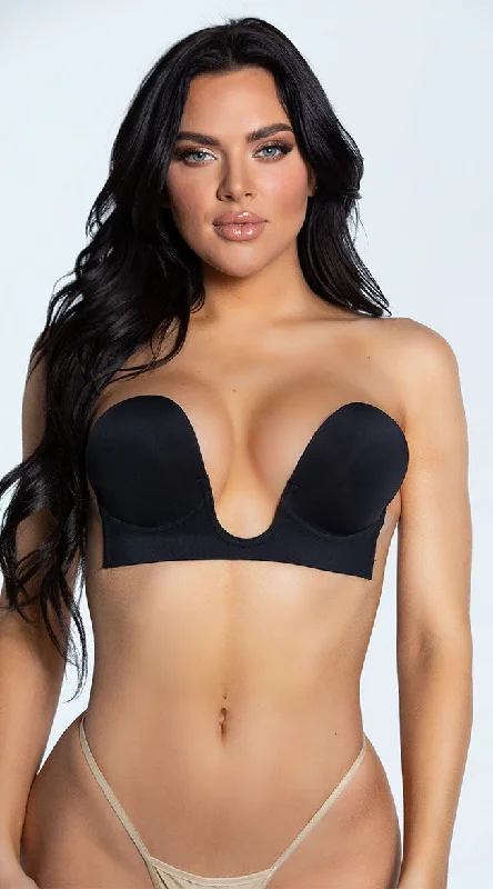 Women's Lingerie with Soft Cup BrasU-Plunge Strapless and Backless Push-Up Bra