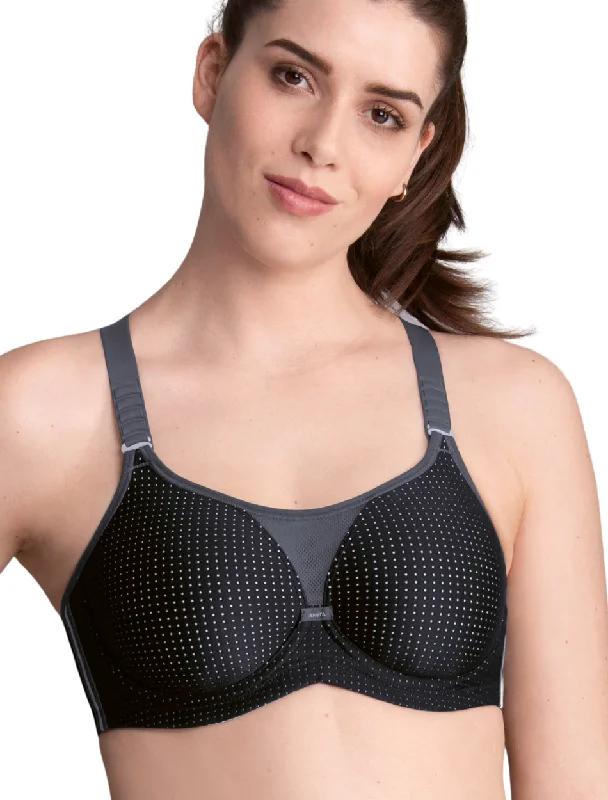 Women's floral - patterned brasAnita Performance WireX Sports Bras Active Underwire Sports Bra, Black Anthracite | Underwired Black Anita Sports Bra