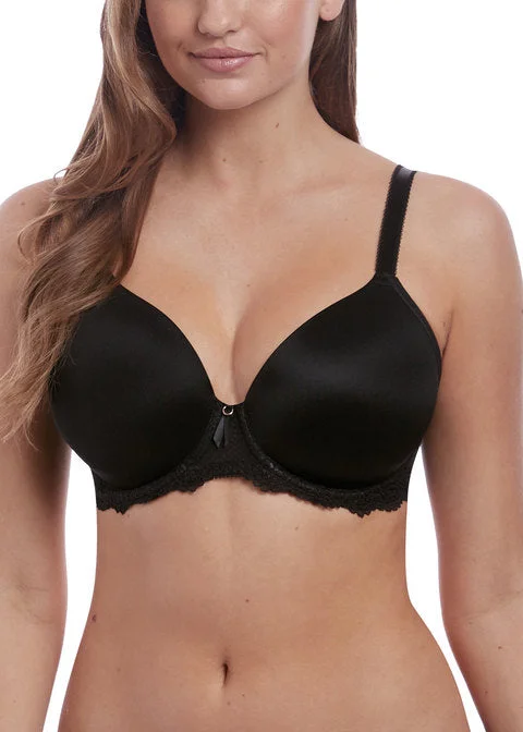 Women's bras featuring a microfiber materialFreya Expression Underwire Demi Plunge Molded Bra, Black