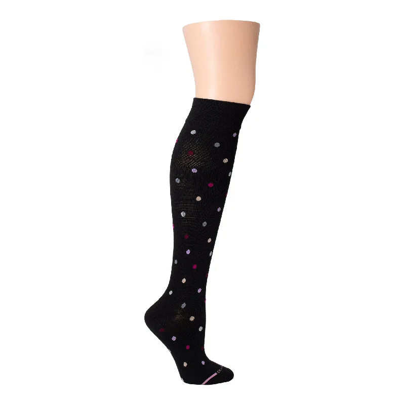 Women's knee - high socks with lace trimDancing Dots | Wide Calf Knee-High Compression Socks For Women