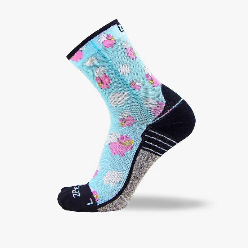 Women's ankle socks with a frilly edgeFlying Pigs Socks (Mini Crew)