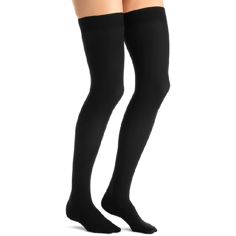 Women's no - show socks with a floral motifJOBST® Opaque Women's Thigh High 15-20 mmHg w/ Silicone Dotted Top Band