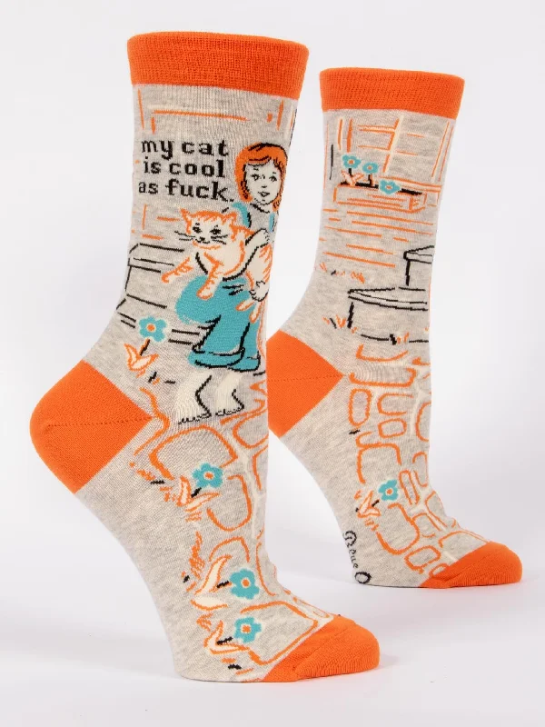 Women's bamboo fiber socks for eco - friendlinessMy Cat Is Cool As Fuck W-Crew Socks