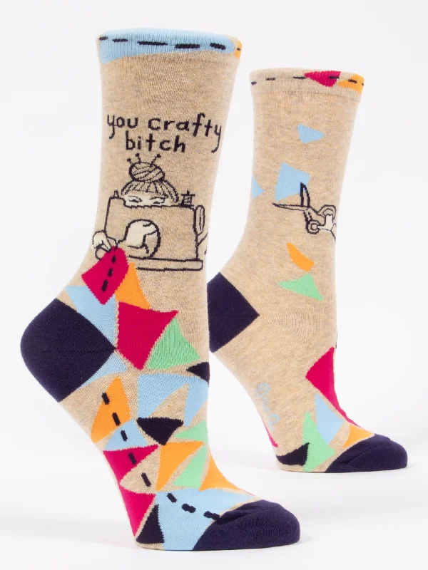 Women's silk - lined socks for a luxurious feelYou Crafty Bitch W-Crew Socks