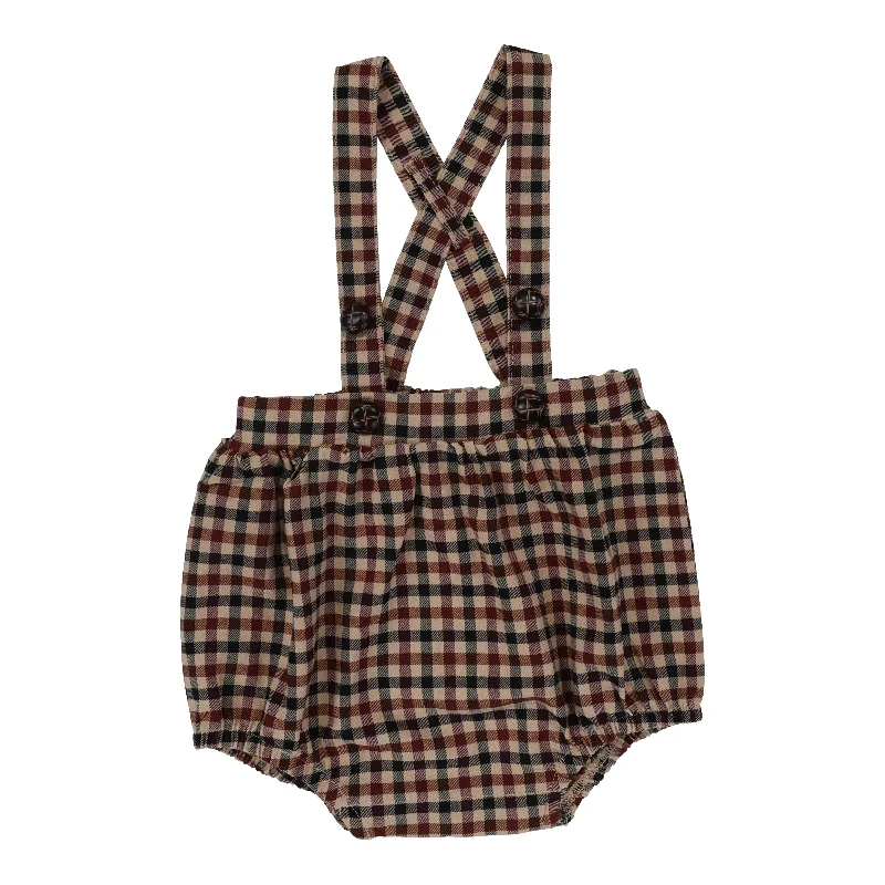 Analogie Suspender Bubble Bloomers - Tan Plaid