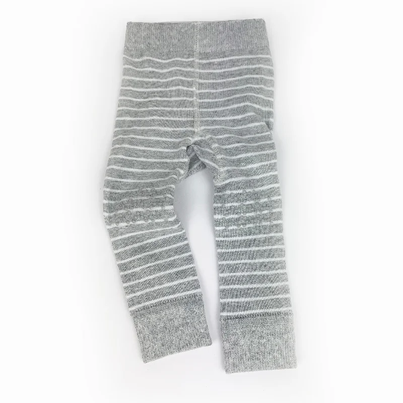 Cosy Leggings with non-Slip Knees - Grey + White Stripe Footless tights