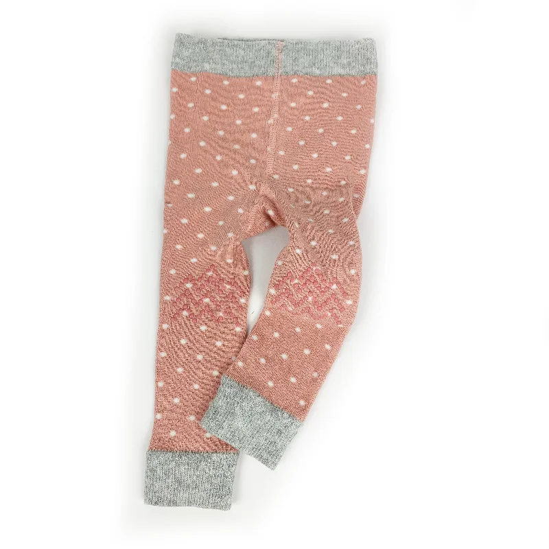 Cosy Leggings with non-Slip Knees -Pink Spot Footless tights