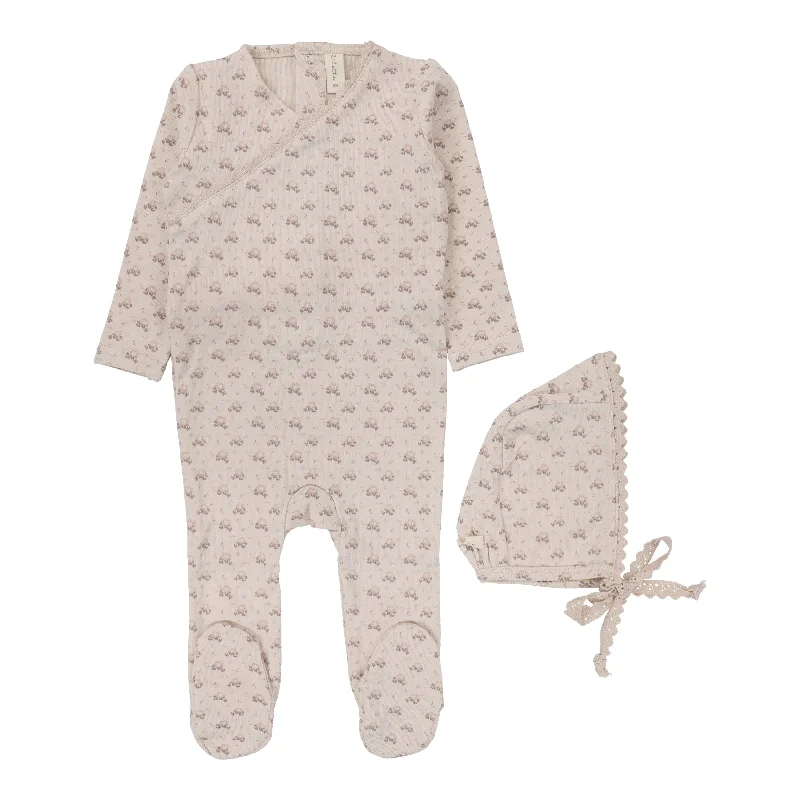 Lilette Dotty Florette Footie Set - Natural/Mauve