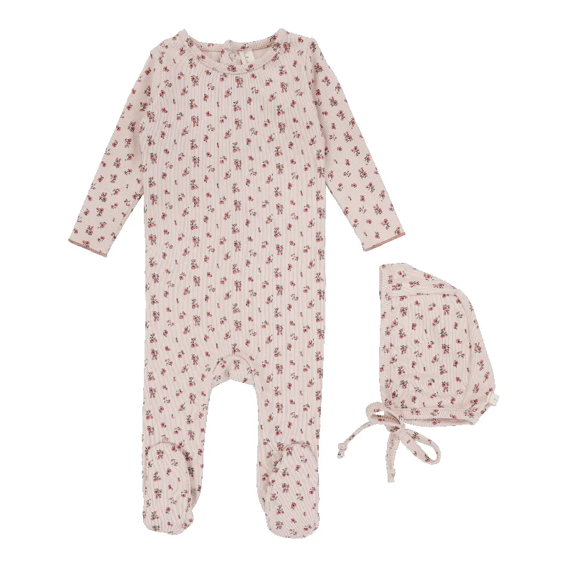 Lilette Vintage Floral Footie Set - Pink