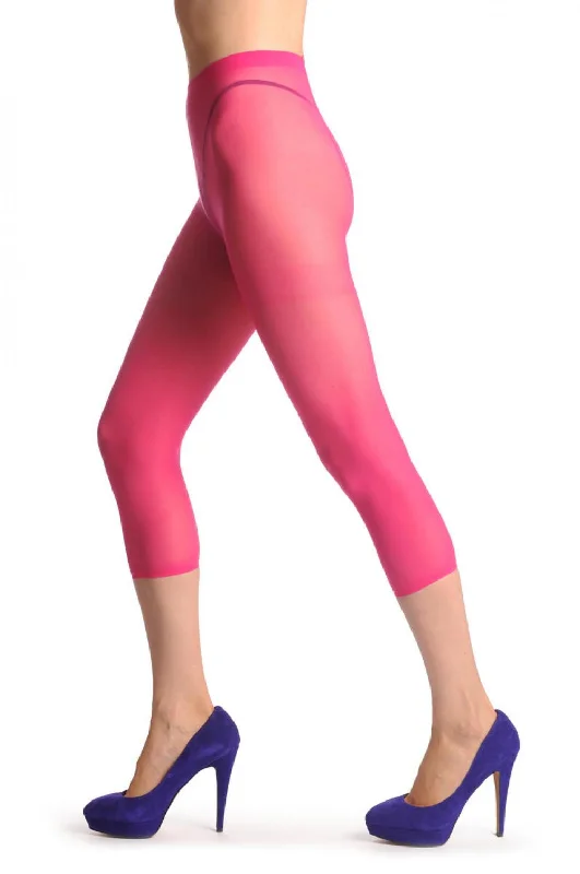 Plain Bright Pink Three Quarter Tights (Capri)